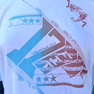 17FIT "LIVE WITHOUT RESTRICTIONS" TEE (WHITE/RED+BLUE INK)